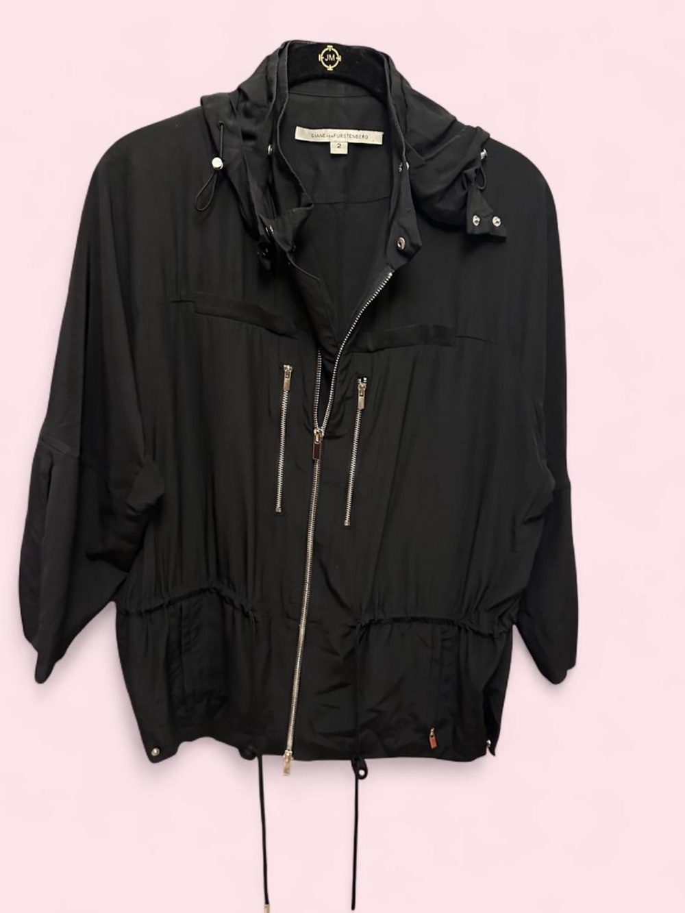 Diane Von Furstenberg Black Hooded Utility Jacket
